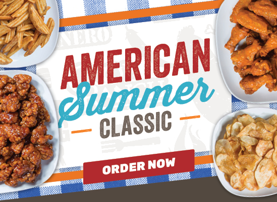 American Summer Classic: 20 Wings, Dressings, Jumbo Side and Dessert for just $25!