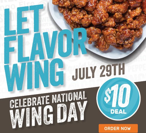 Celebrate National Wing Day with this $10 Deal on July 29th!